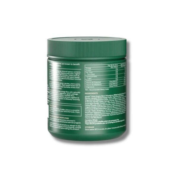 Eimele Shine Greens 180g back label and ingredients