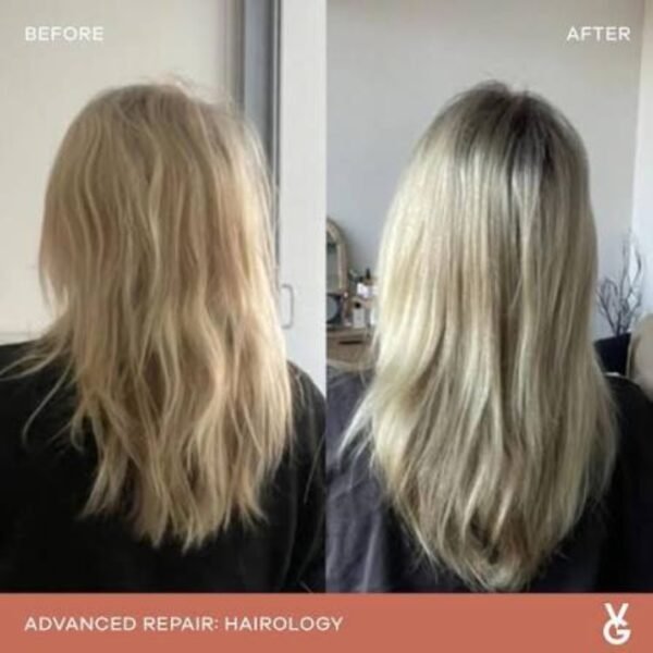Before and after comparison of longer-looking blonde hair