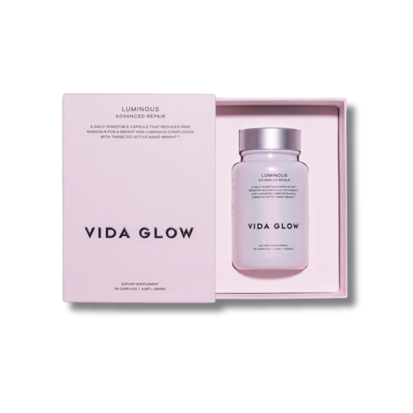 Vida Glow Luminous Advanced Repair box and bottle with 30 capsules